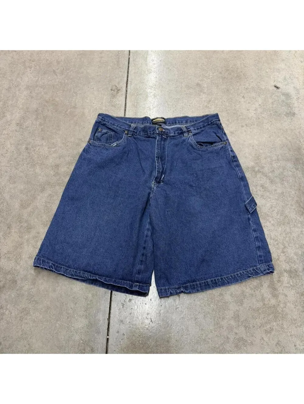 vintage dark blue relaxed baggy fit denim jean shorts jorts size 38